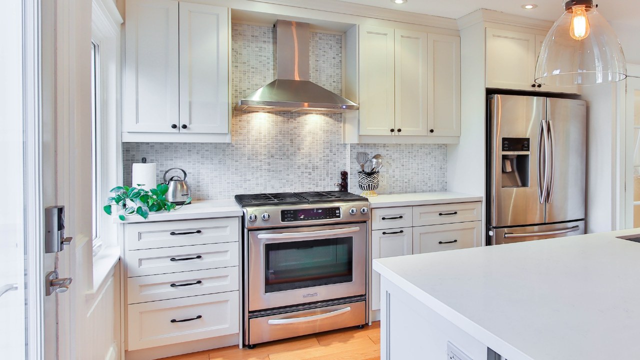 Image of kitchen cabinets with hardware